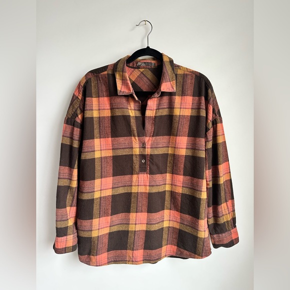 PRANA ‘Dante’ Organic Cotton & Hemp Plaid Flannel Tunic Top Women’s Size Large - Picture 5 of 10